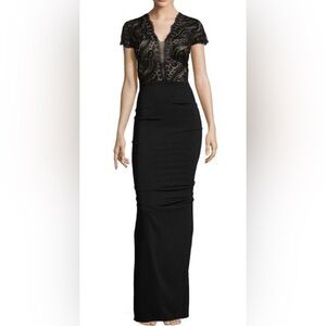 Elegant Navy Lace Evening Dress